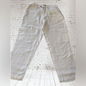 NWT RACHEL Women's White Linen Pants Cargo Pants Elastic Waist
Size Large